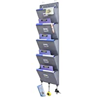 homyfort Organizador de Pared Colgante de 5 Bolsillos- Premium Organizador de Carpetas para Colgar Archivos- almacenaje…